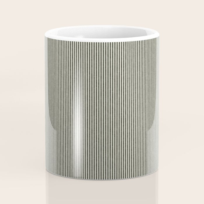 linen textured stripes - olive green Coffee Mug Gallery Image 4
