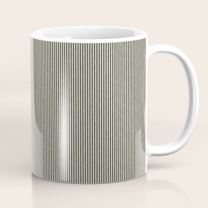 linen textured stripes - olive green Coffee Mug Gallery Image 1