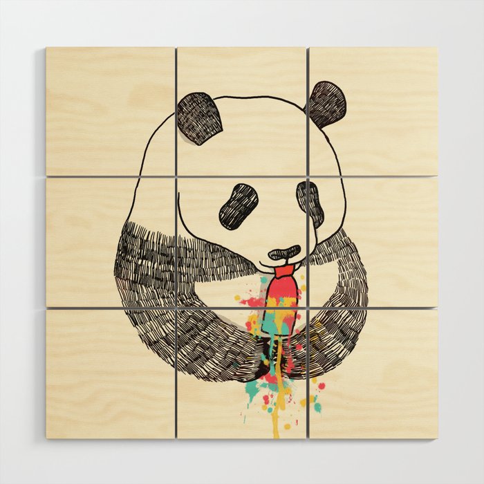 Panda Loves Ice Cream Wood Wall Art Gallery Image 1