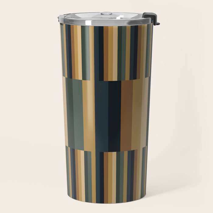 Mixed Stripes Pattern XXV Bold Earthy Travel Mug Gallery Image 2