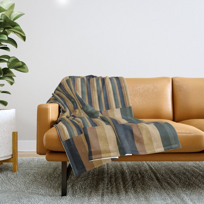 Mixed Stripes Pattern XXV Bold Earthy Throw Blanket Gallery Image 1