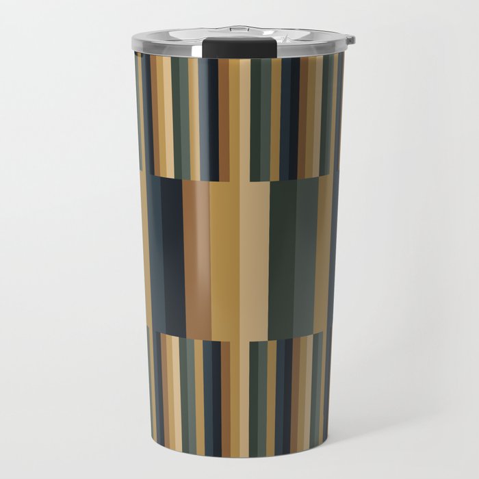 Mixed Stripes Pattern XXV Bold Earthy Travel Mug Gallery Image 1