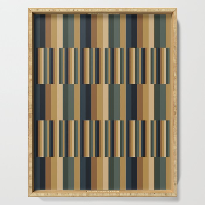 Mixed Stripes Pattern XXV Bold Earthy Serving Tray Gallery Image 1
