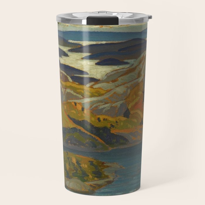Canadian Landscape Oil Painting Franklin Carmichael Art Nouveau Post-Impressionism Grace Lake 1931 Travel Mug Gallery Image 1