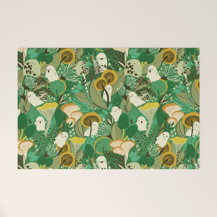 Ghost Forest Green Welcome Mat Gallery Image 1