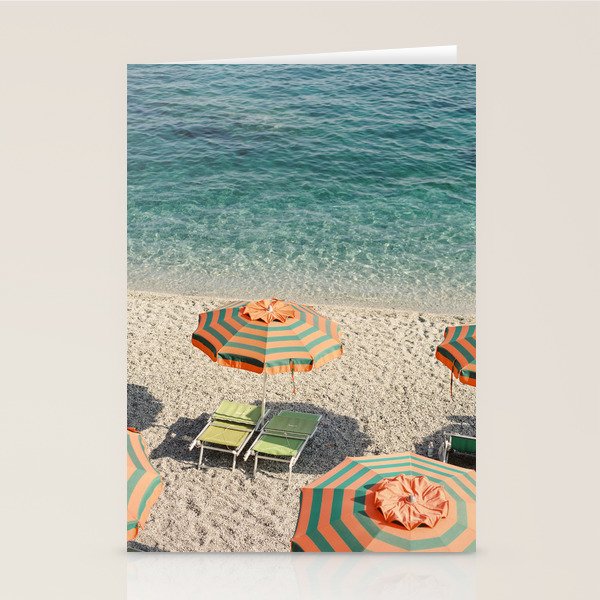 Summer in Italy on film | Beach with umbrella's in Monterosso Al Mare, Cinque Terre | Fine Art Travel Photography Stationery Card Gallery Image 2