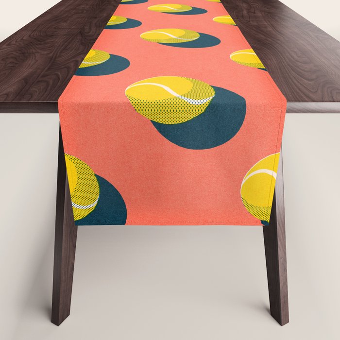 BALLS Tennis - clay court - pattern Table Runner Gallery Image 1