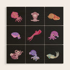 Squids - black Wood Wall Art Gallery Image 1