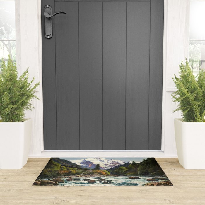 Mountains Forest Rocky River Welcome Mat Gallery Image 3