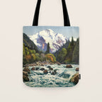 Mountains Forest Rocky River Tote Bag Gallery Image 1