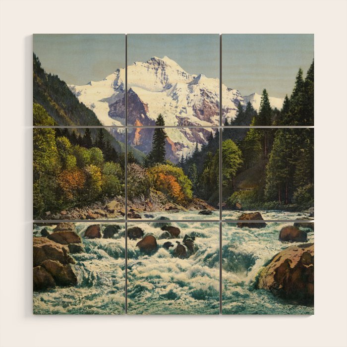 Mountains Forest Rocky River Wood Wall Art Gallery Image 1