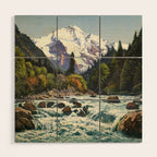 Mountains Forest Rocky River Wood Wall Art Gallery Image 1