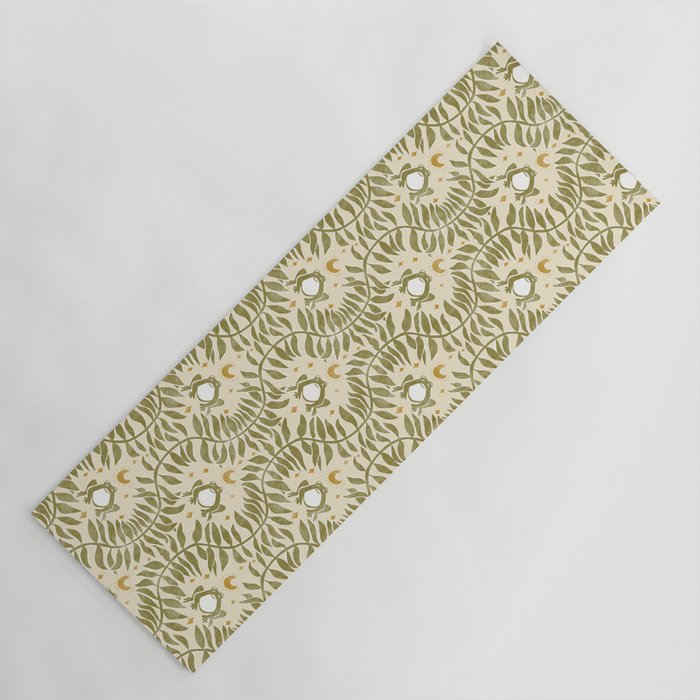 Froggie  Ogee - moss green and cream Yoga Mat Gallery Image 1
