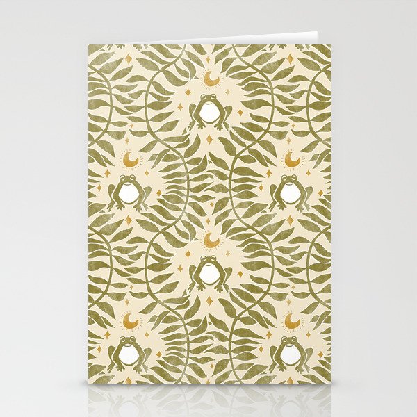 Froggie  Ogee - moss green and cream Stationery Card Gallery Image 1