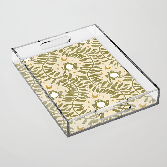 Froggie  Ogee - moss green and cream Acrylic Tray Gallery Image 1