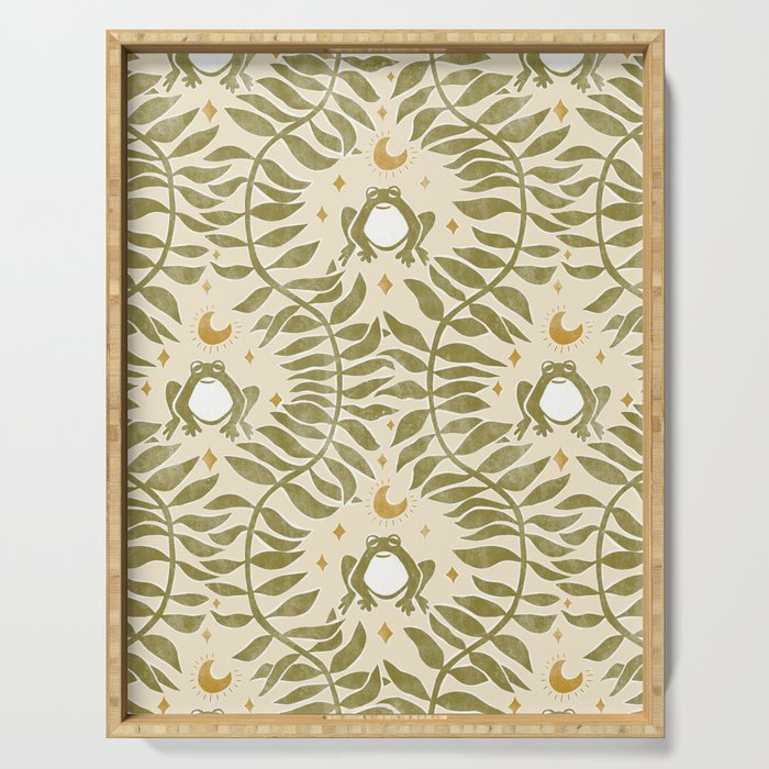 Froggie  Ogee - moss green and cream Serving Tray Gallery Image 1