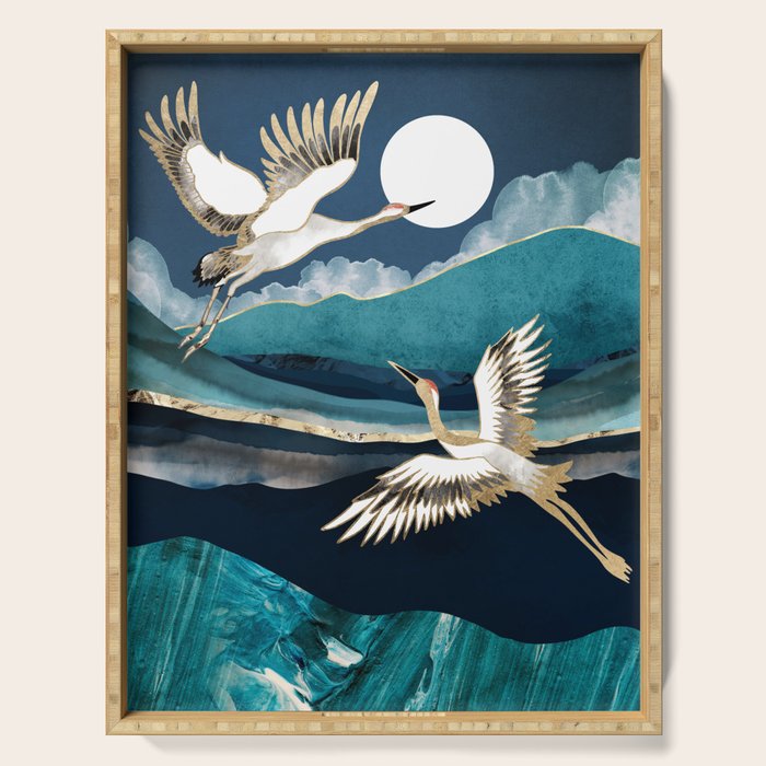 Midnight Cranes Serving Tray Gallery Image 1
