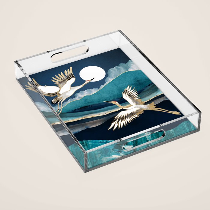 Midnight Cranes Acrylic Tray Gallery Image 1