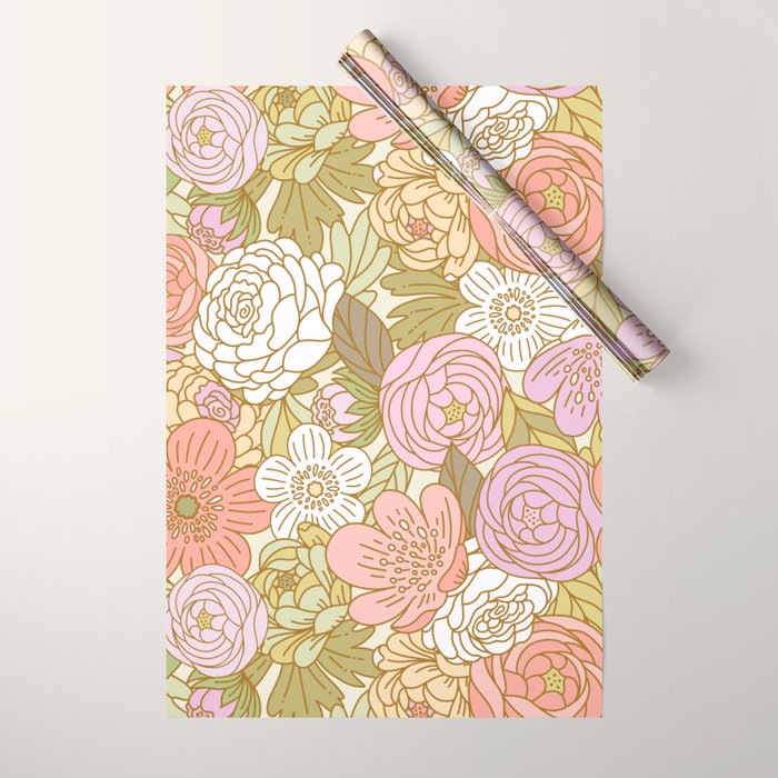 Boho Blooms | Light Pastel Wrapping Paper Gallery Image 1