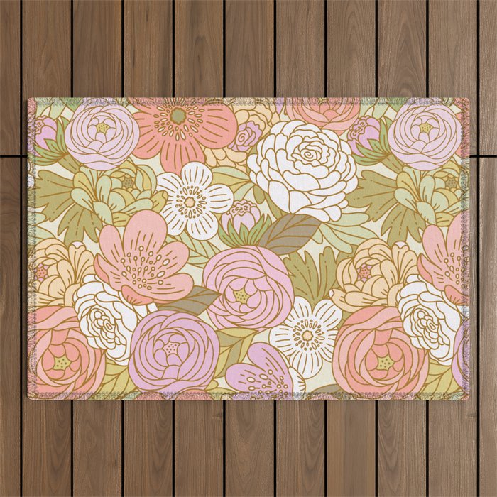 Boho Blooms | Light Pastel Outdoor Rug Gallery Image 1