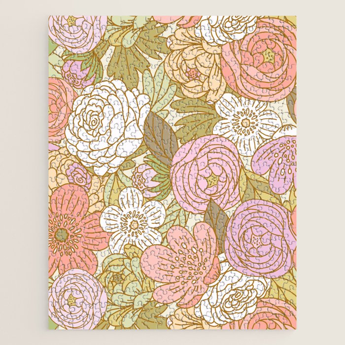 Boho Blooms | Light Pastel Jigsaw Puzzle Gallery Image 1