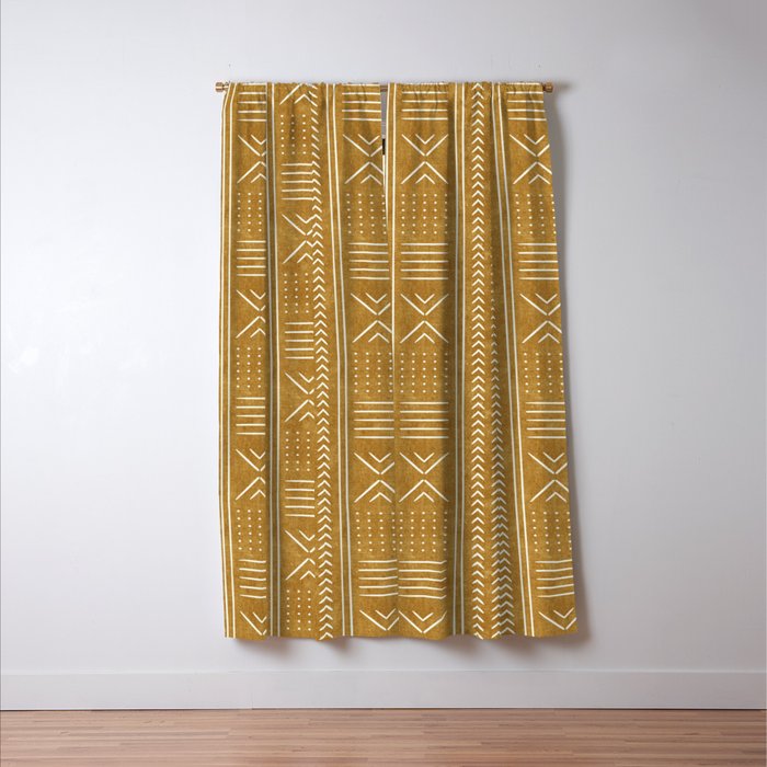 mustard mud cloth - arrow cross Window Curtain Gallery Image 3