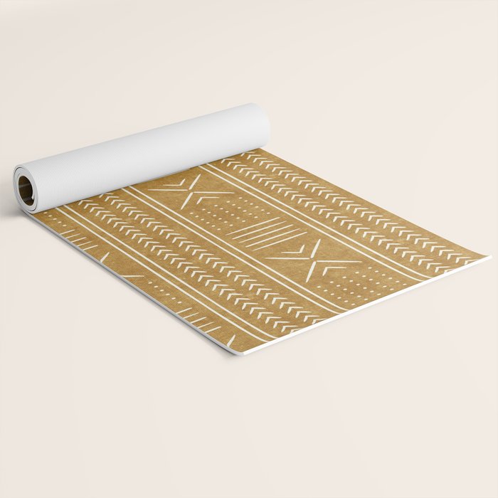 mustard mud cloth - arrow cross Yoga Mat Gallery Image 2