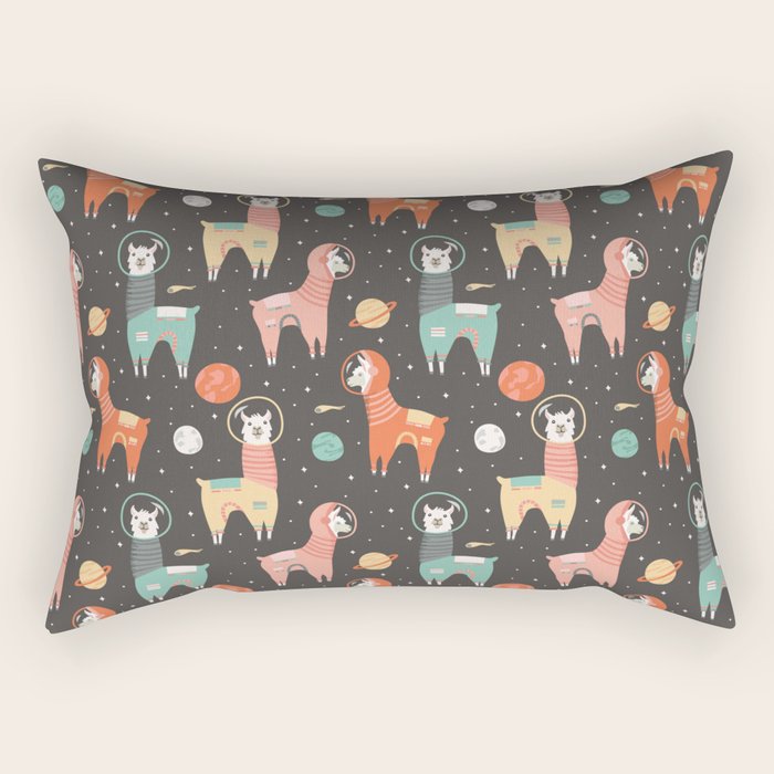 Astronaut Llamas in Space Rectangular Pillow Gallery Image 2