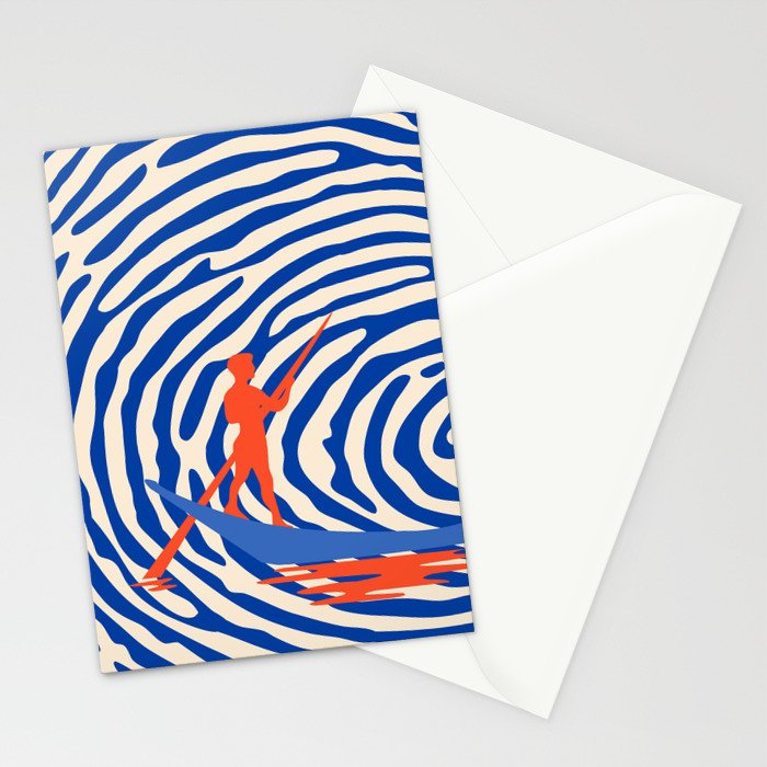 Maelstrom, Abstract Psychedelic Ocean River Whirlpool Vortex, Line Art Drawing Eclectic Boat Sail Sea Stationery Card Gallery Image 2