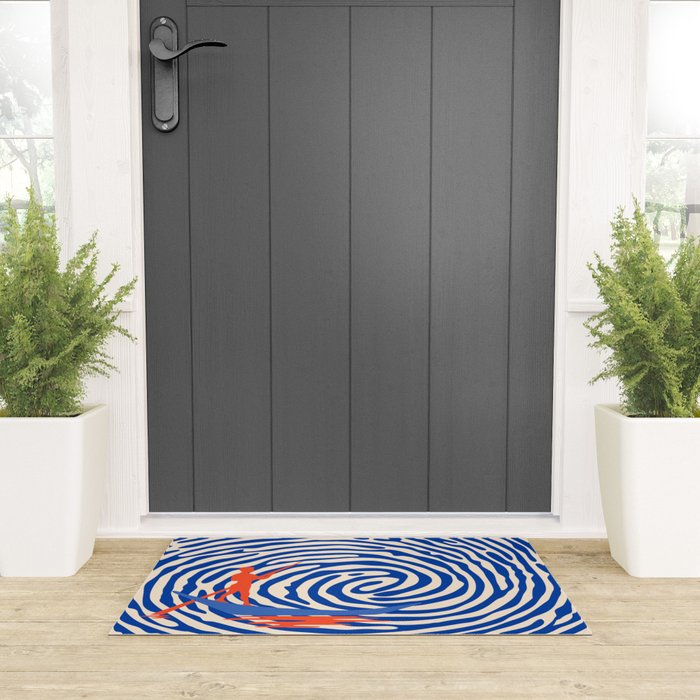 Maelstrom, Abstract Psychedelic Ocean River Whirlpool Vortex, Line Art Drawing Eclectic Boat Sail Sea Welcome Mat Gallery Image 3