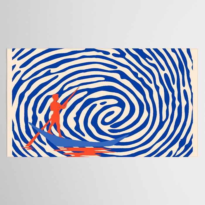 Maelstrom, Abstract Psychedelic Ocean River Whirlpool Vortex, Line Art Drawing Eclectic Boat Sail Sea Tablecloth Gallery Image 2