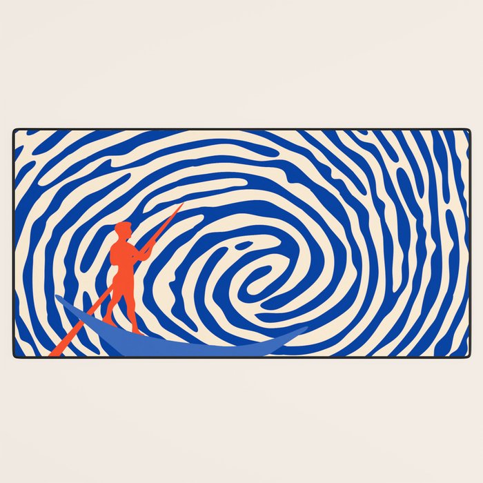 Maelstrom, Abstract Psychedelic Ocean River Whirlpool Vortex, Line Art Drawing Eclectic Boat Sail Sea Desk Mat Gallery Image 3