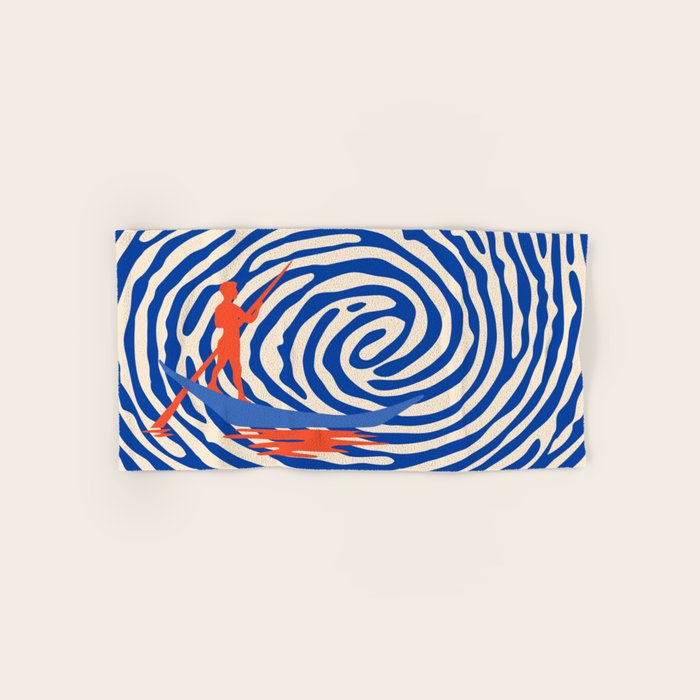 Maelstrom, Abstract Psychedelic Ocean River Whirlpool Vortex, Line Art Drawing Eclectic Boat Sail Sea Bath Towel Gallery Image 1