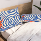 Maelstrom, Abstract Psychedelic Ocean River Whirlpool Vortex, Line Art Drawing Eclectic Boat Sail Sea Pillow Sham Gallery Image 2