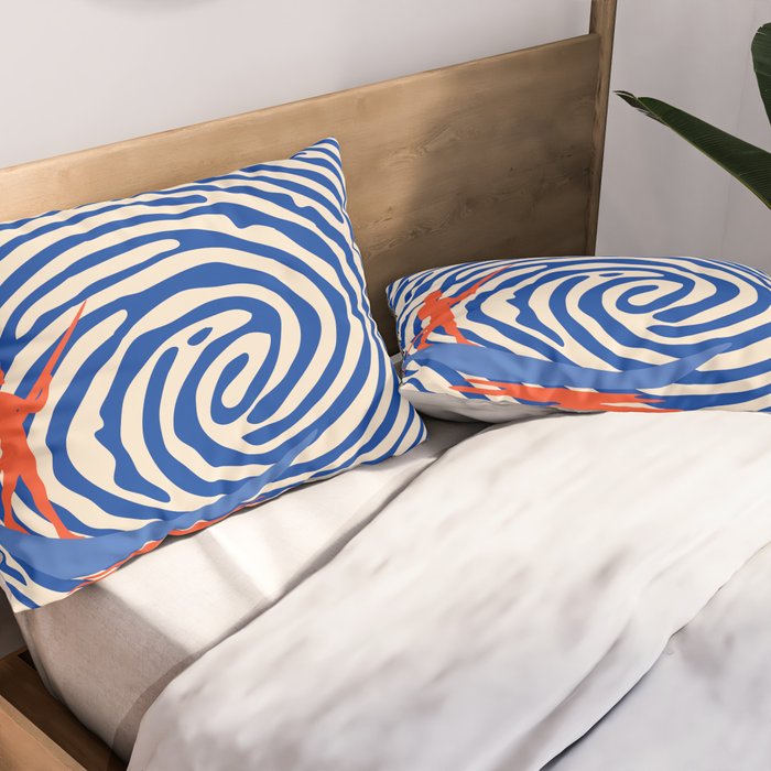 Maelstrom, Abstract Psychedelic Ocean River Whirlpool Vortex, Line Art Drawing Eclectic Boat Sail Sea Pillow Sham Gallery Image 2