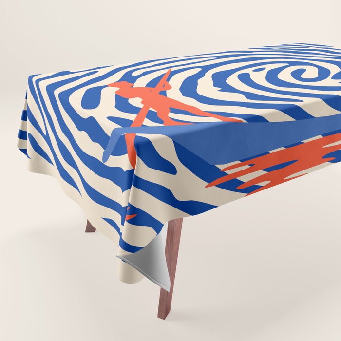 Maelstrom, Abstract Psychedelic Ocean River Whirlpool Vortex, Line Art Drawing Eclectic Boat Sail Sea Tablecloth Gallery Image 1