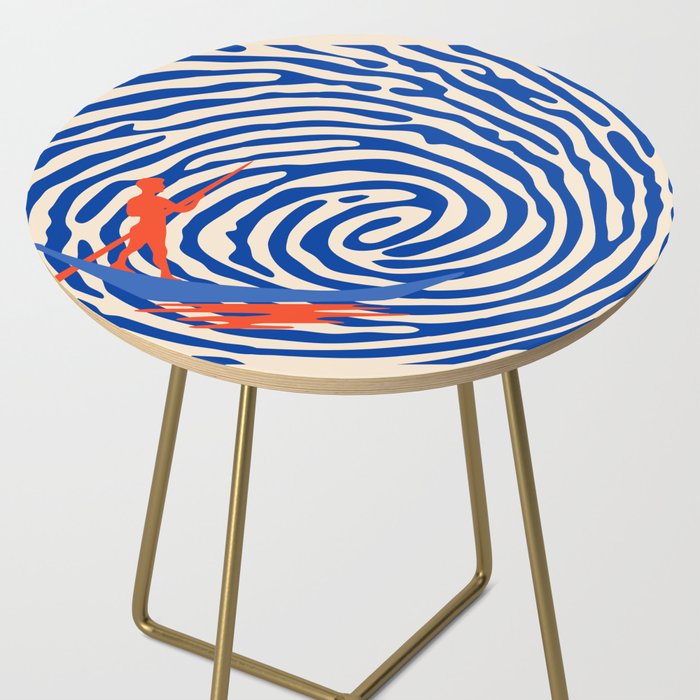 Maelstrom, Abstract Psychedelic Ocean River Whirlpool Vortex, Line Art Drawing Eclectic Boat Sail Sea Side Table Gallery Image 2