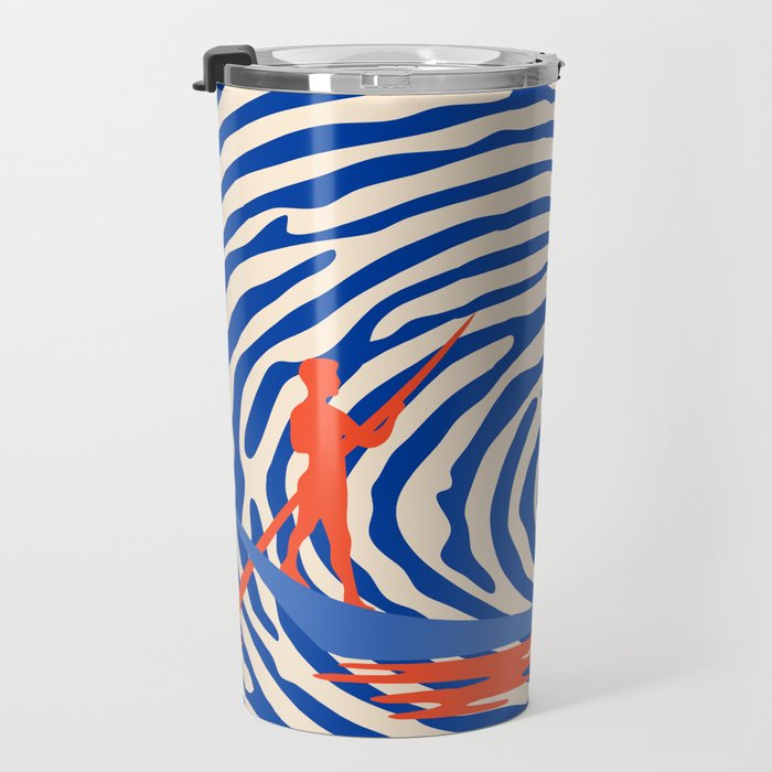 Maelstrom, Abstract Psychedelic Ocean River Whirlpool Vortex, Line Art Drawing Eclectic Boat Sail Sea Travel Mug Gallery Image 3