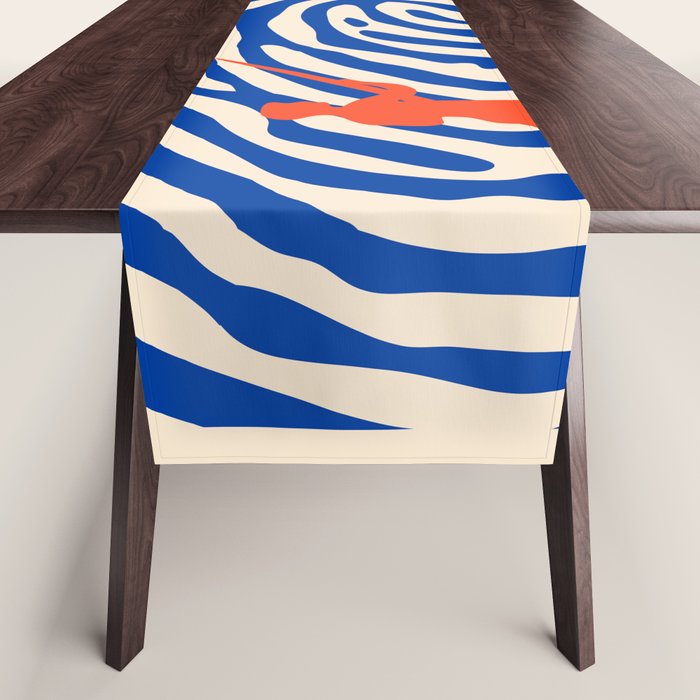 Maelstrom, Abstract Psychedelic Ocean River Whirlpool Vortex, Line Art Drawing Eclectic Boat Sail Sea Table Runner Gallery Image 1