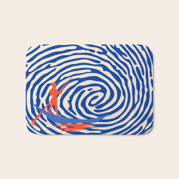Maelstrom, Abstract Psychedelic Ocean River Whirlpool Vortex, Line Art Drawing Eclectic Boat Sail Sea Bath Mat Gallery Image 1