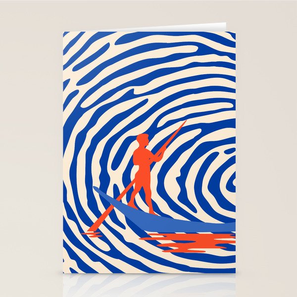 Maelstrom, Abstract Psychedelic Ocean River Whirlpool Vortex, Line Art Drawing Eclectic Boat Sail Sea Stationery Card Gallery Image 1