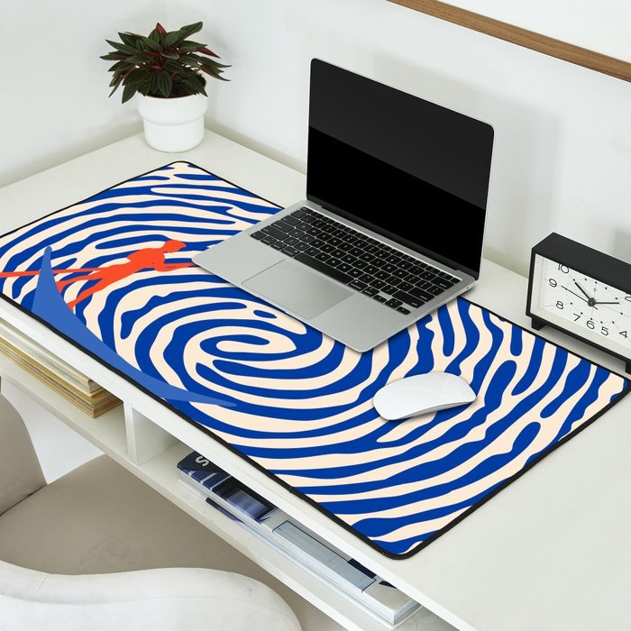 Maelstrom, Abstract Psychedelic Ocean River Whirlpool Vortex, Line Art Drawing Eclectic Boat Sail Sea Desk Mat Gallery Image 2