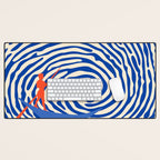 Maelstrom, Abstract Psychedelic Ocean River Whirlpool Vortex, Line Art Drawing Eclectic Boat Sail Sea Desk Mat Gallery Image 1