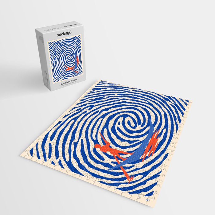 Maelstrom, Abstract Psychedelic Ocean River Whirlpool Vortex, Line Art Drawing Eclectic Boat Sail Sea Jigsaw Puzzle Gallery Image 2