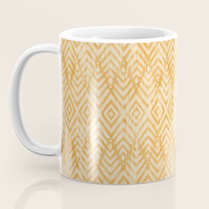 Feather Ikat - marigold and cream  Coffee Mug Gallery Image 3