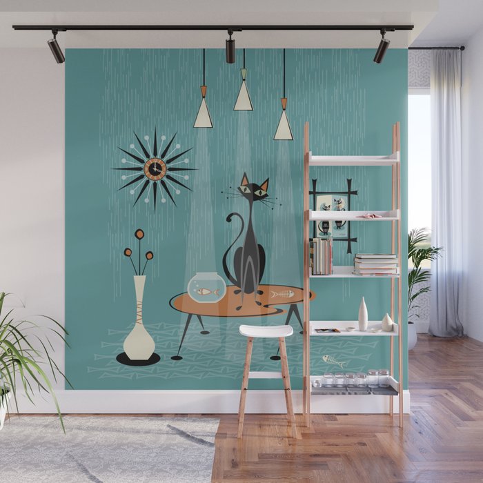 Mid Century Mishchief/ Cat Red Handed I Wall Mural Gallery Image 1