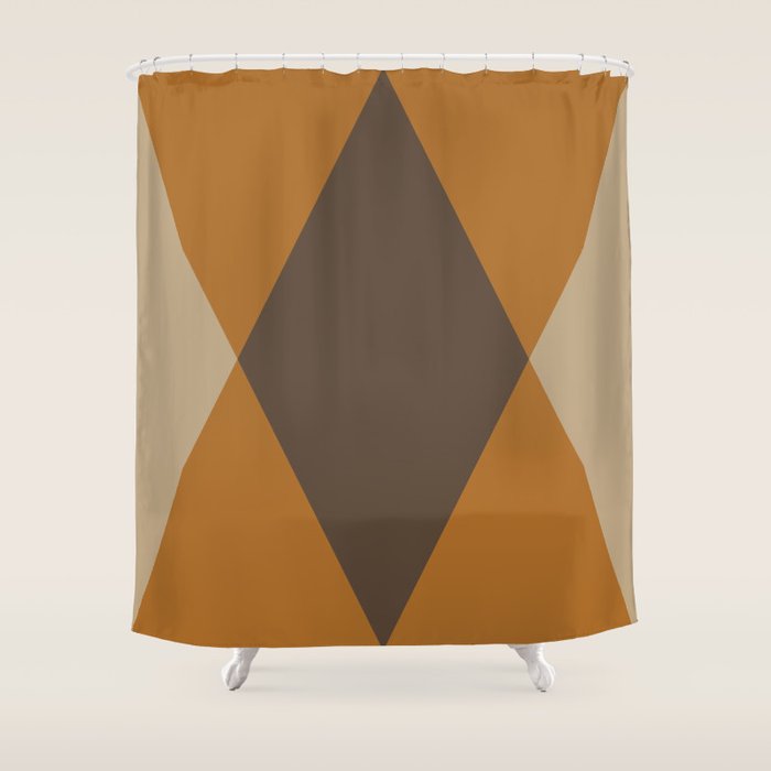 Retro Argyle Diamond Pattern Brown Caramel Shower Curtain Gallery Image 1