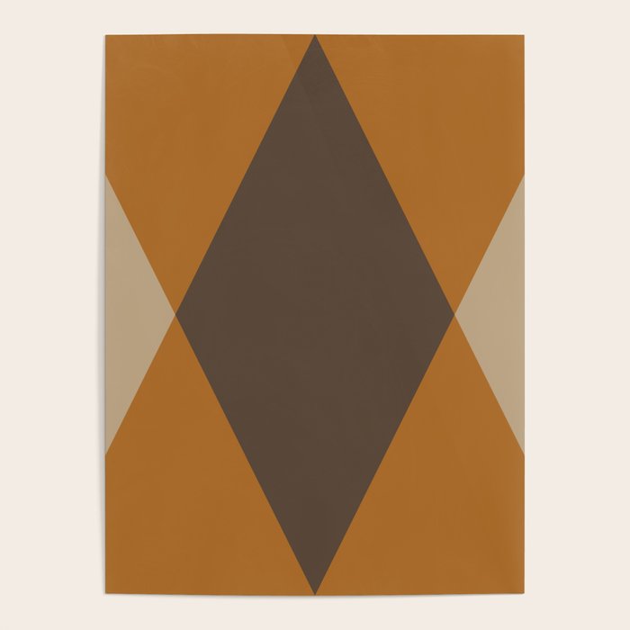Retro Argyle Diamond Pattern Brown Caramel Poster Gallery Image 1
