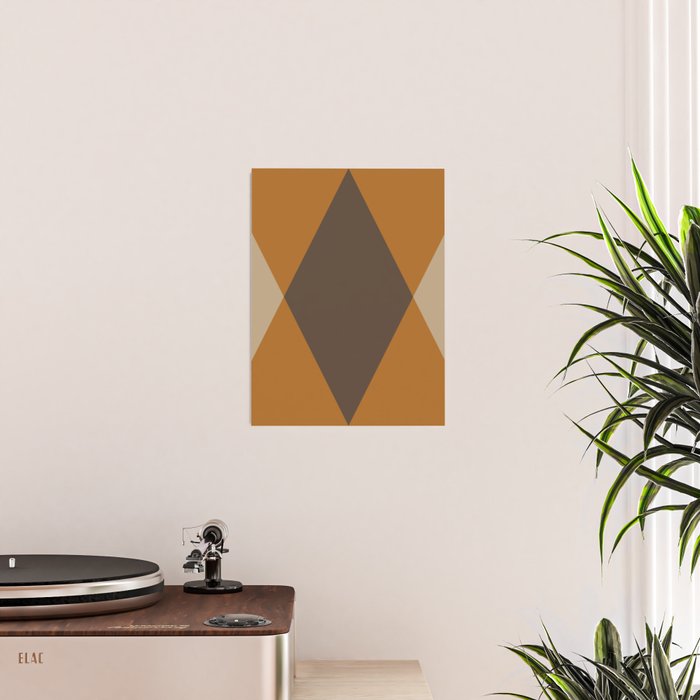 Retro Argyle Diamond Pattern Brown Caramel Poster Gallery Image 2
