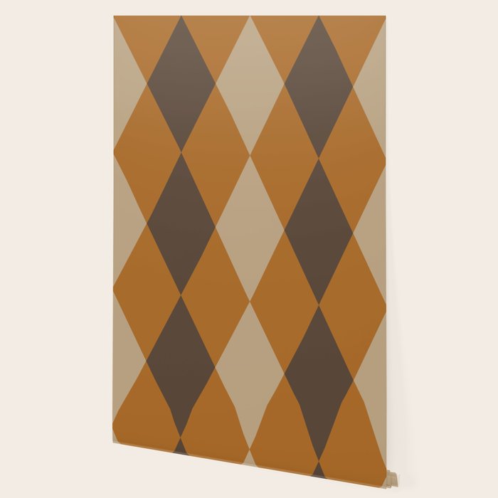 Retro Argyle Diamond Pattern Brown Caramel Wallpaper Gallery Image 2